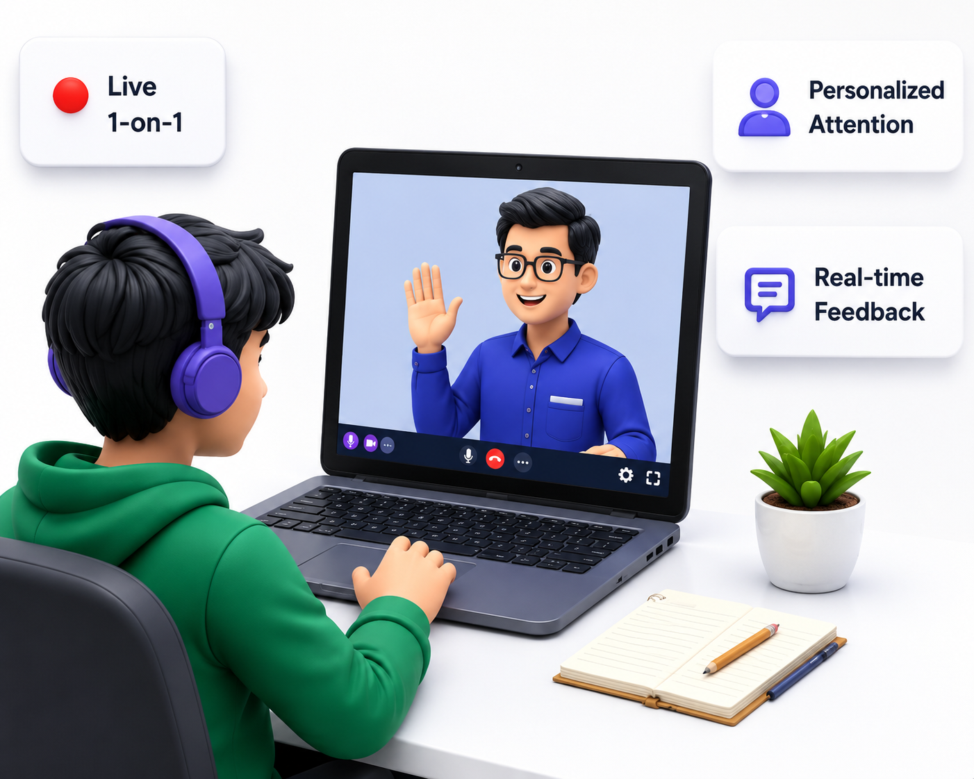 Strictly 1-on-1 Live Classes